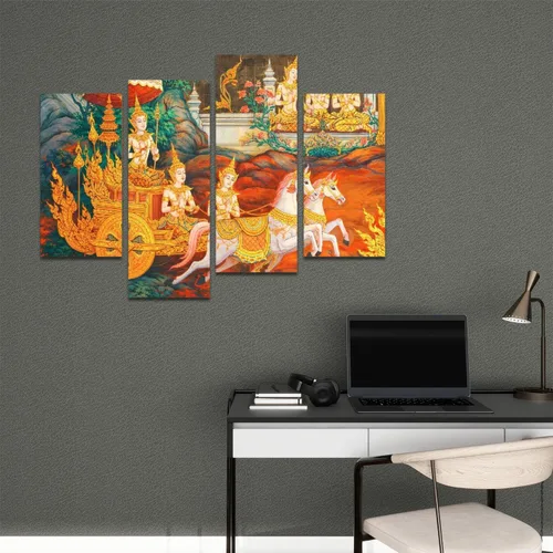 Vista 7 de obra maestra de la pintura tradicional tailandesa de estilo lienzo arte de pared pinturas colgantes ilustraciones modernas, impresiones abstractas