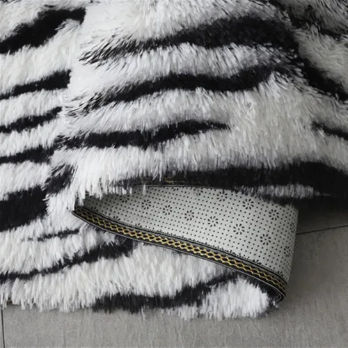 Vista 4 de Lifup - Alfombra mullida para sala de estar, dormitorio, color blanco y negro, 1 1.3 x 2.0 pies Non-Slip Washable High Pile Rectangle Carpet