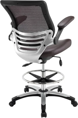 Vista 4 de Modway EEI-211-BRN Edge Drafting Chair - Silla de recepción - Silla de dibujo con brazo abatible en color marrón