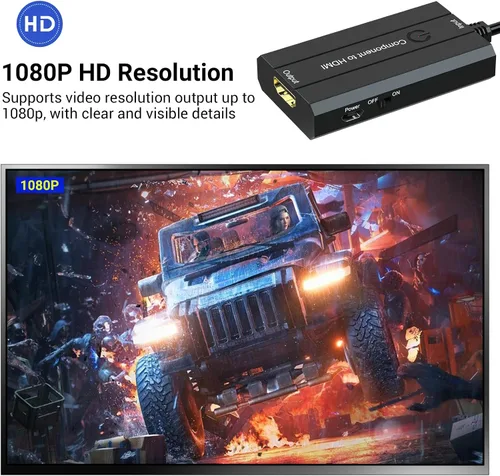 Vista 4 de Convertidor de componente macho a HDMI para DVD/STB/VHS con componente hembra para mostrar en televisores de alta definición
