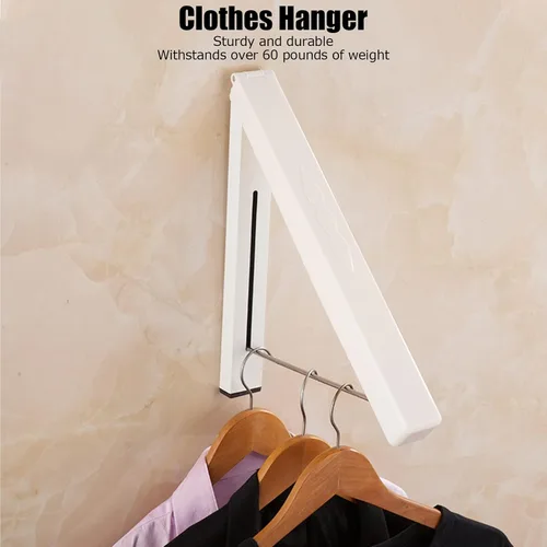 Vista 2 de Tendedero de secado para montaje en la pared, fácil de instalar, plegable, estante de secado plegable, perchero para colgar ropa, percha para ropa