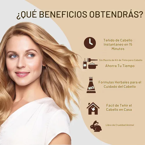 Vista 2 de Champú y tinte instantáneo para el cabello castaño - Champú de color rubio y castaño 3 en 1