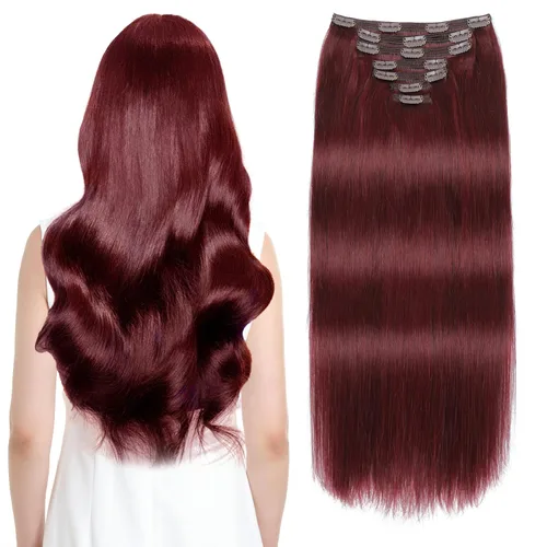 Vista 21 de Sisily - Extensiones de cabello con clip de cabello humano real, 30 cm 70 g, balayage de marrón chocolate a rubio, 100% cabello humano Remy