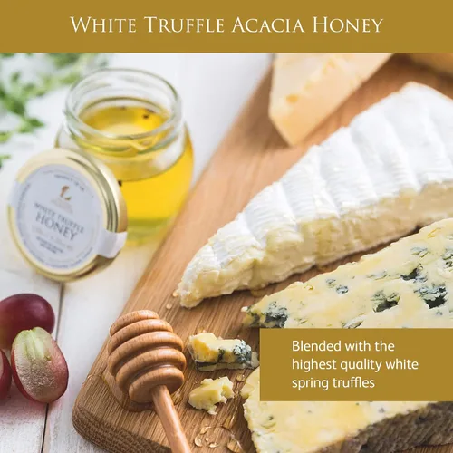 Vista 2 de TruffleHunter - Condimento de miel de acacia con trufa blanca, 4.23 onzas Fabricado con trufas blancas, miel de acacia, kosher, vegetariana, dulce