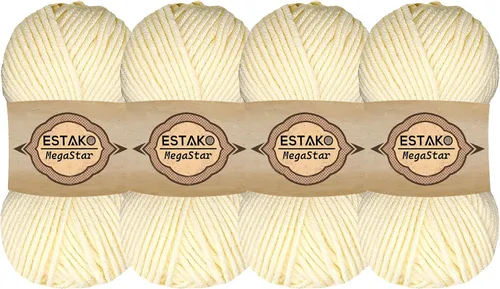 Vista 51 de Estako Megastar, 3.52 Oz (100g) de hilo de acrílico 75% y lana 25%, suave, peso grueso voluminoso #5 para crochet y tejer 120 yardas (110m)
