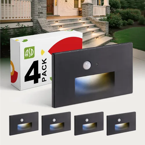 Vista 37 de ASD Lámpara LED Empotrada para Escalones, Iluminación de Peldaños para Escaleras de Exterior e Interior 3CCT, Regulable, Impermeable, Listado ETL