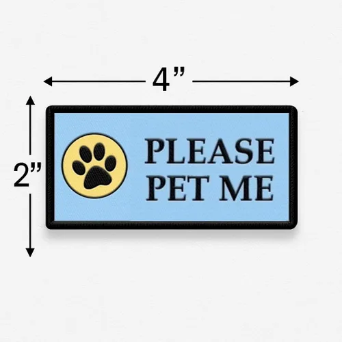 Vista 4 de Please PET ME - Parche cosido para perro de servicio o chaleco de terapia para perros – Parche de identificación bordado de alta visibilidad – 4 x 2