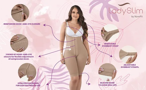 Vista 6 de LadySlim by NuvoFit 203 Fajas Colombianas Reductoras Post Cirugía Levanta Cola Faja Postparto Body Shaper para Mujer