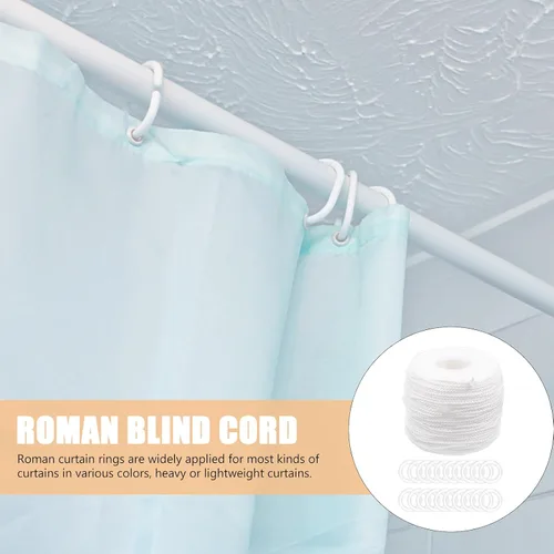 Vista 4 de Uonlytech Accesorios de cortina, cortinas romanas, persianas blancas, 1 juego de persianas, cuerda de elevación, anillo romano de repuesto, cortina