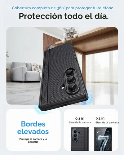 Vista 6 de BXYJY for Samsung Galaxy Z Fold 7 Case with Stand, Hinge Protection, Black