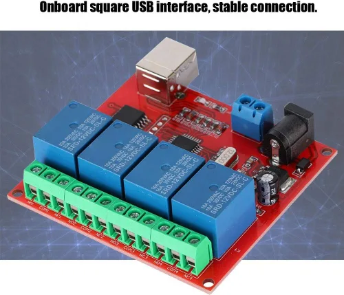 Vista 5 de Diyeeni Módulo de relé de interruptor de control USB de 4 canales de 12 V, controlador de interruptor de placa de relé, placa de expansión