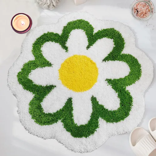 Vista 9 de YRXRUS Alfombra de baño de flores, alfombra de baño azul, tapetes de baño de belleza, alfombra de baño de microfibra ultrasuave, alfombra de flores