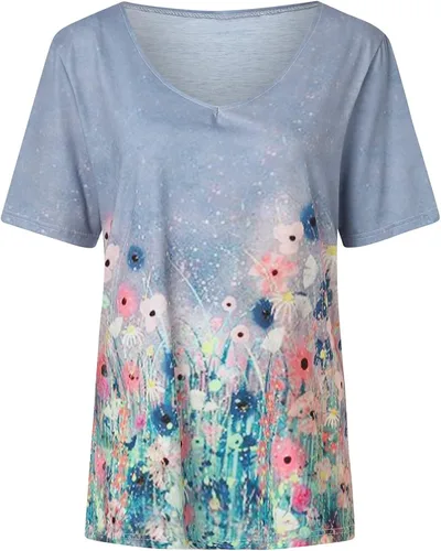 Vista 3 de Summer Trends Women 2023,Womens T Shirts Short Sleeve V Neck Casual Summer Tops Tshirts Loose Fit Shirts