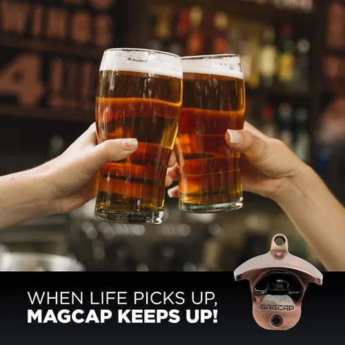 Vista 4 de Abrebotellas para exteriores montado en la pared, estilo abridor magnético de botellas de cerveza que atrapa las tapas, fácil de instalar e