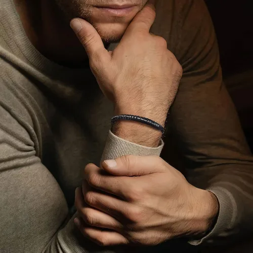 Vista 2 de Pulseras para hombre con código morse para hombre, pulsera de cuero con texto en inglés «I Love You», regalo de joyería para hombre y hombre