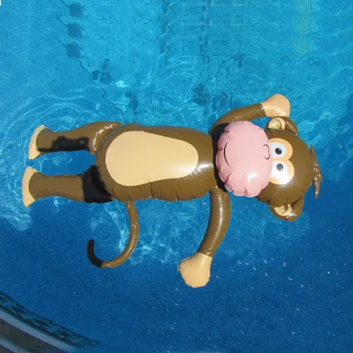 Vista 4 de Treasure Gurus gigante mono inflable piscina flotador de agua grande niños adultos soplar fiesta juguete zoológico animal