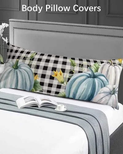 Vista 6 de Funda de almohada corporal de Acción de Gracias, fundas de almohada suaves decorativas para sofá largo y lumbar, funda de cojín con cierre de sobre