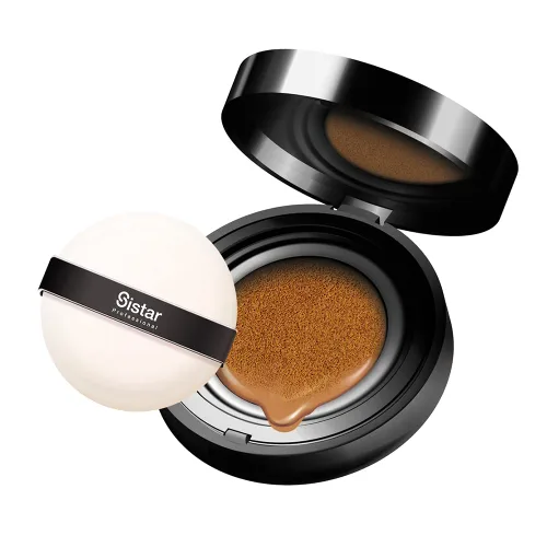 Vista 12 de Sistar Cojín BB para perfeccionar la piel, cobertura completa, de larga duración, base de brillo natural, funda On The Go con espejo (profundo)