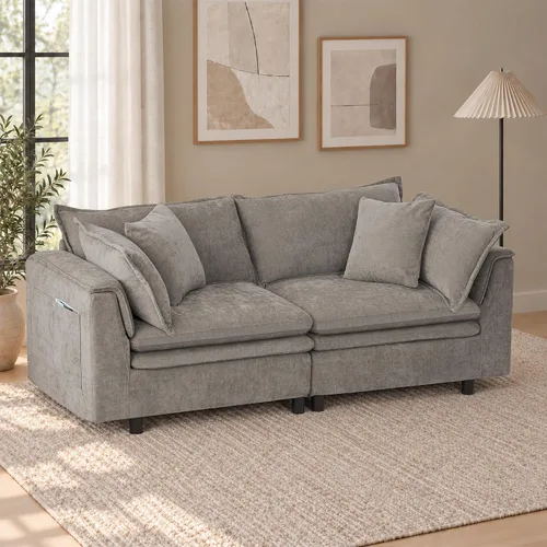 Vista 23 de Sofá modular modular de 113.4 pulgadas con otomana de almacenamiento Gris