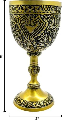 Vista 9 de Cáliz de vino de latón Cáliz Arturo King Cáliz Comunión Cáliz Cáliz Inspirado Medieval Latón envejecido.