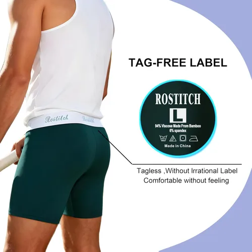 Vista 6 de Calzoncillos tipo bóxer de bambú para hombre, transpirables, de secado fresco, suave, con bragueta, súper elasticidad, paquete múltiple