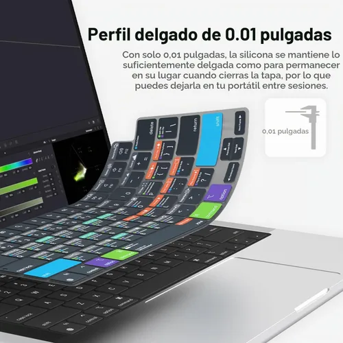 Vista 3 de JCPal Davinci Resolve Shortcut Guide - Funda para teclado para MacBook Pro