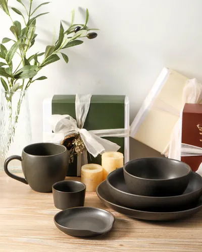 Vista 7 de Soporte de cuchara de cerámica, soporte para cuchara de cocina negro mate para estufa, soporte para utensilios de 4.9 pulgadas para cucharones