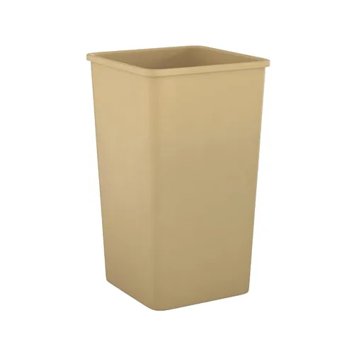 Vista 27 de Bote de basura comercial cuadrado beige de 19 galones para escuela, hotel, oficina, almacén, centro comercial, restaurante
