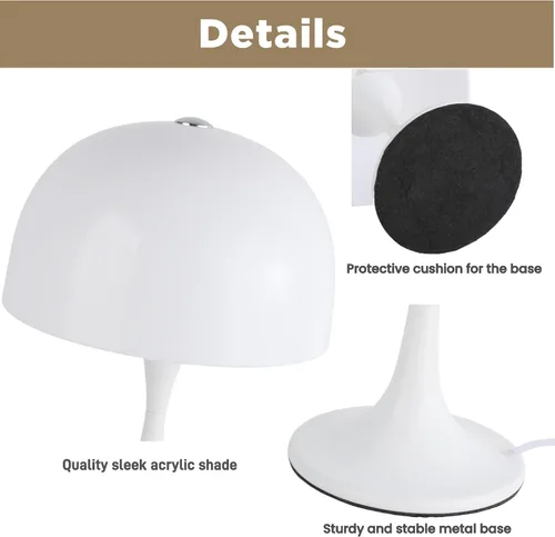 Vista 7 de Lámpara de mesa moderna y elegante para dormitorio, lámpara de mesa de 3 luces LED para sala de estar, oficina, lámpara de escritorio de hongo
