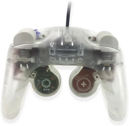 Vista 4 de Paquete de 2 controladores NGC clásicos con cable para Wii Gamecube (blanco transparente)