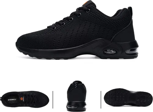 Vista 2 de FENLERN - Zapatos con punta de acero para mujer, tenis de seguridad ligeros con amortiguación de aire, zapatos de trabajo resistentes, fáciles