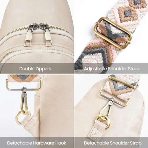 Vista 4 de Bolso bandolera para mujer, de piel sintética, bolso bandolera pequeña, mochila cruzada multiusos para el pecho, para mujer, ciclismo