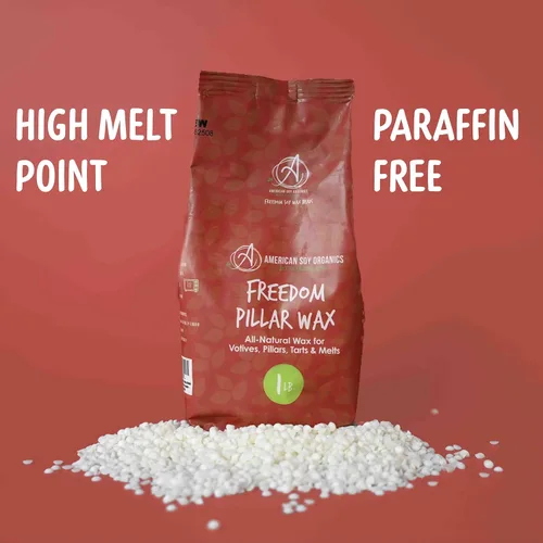 Vista 4 de American Soy Organics - 1 libra de perlas de cera de soya Freedom para hacer velas - Cuentas de soja para microondas - Cera de pilar premium