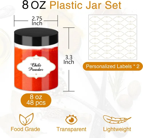 Vista 23 de PeacePeo Tarros de plástico con tapas, recipientes de slime de 4 onzas, 72 frascos de plástico transparente vacíos, recipientes de cosméticos