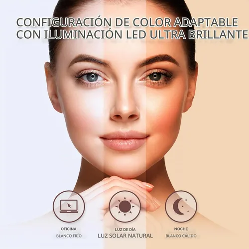 Vista 5 de Zadro Espejo de maquillaje LED Glamour de 12 pulgadas con luces y aumento, espejo de control táctil 5X/1X con luces para escritorio de maquillaje