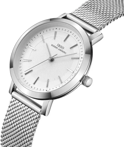 Vista 2 de Reloj de pulsera para mujer con correa de acero inoxidable, de cuarzo, a prueba de agua