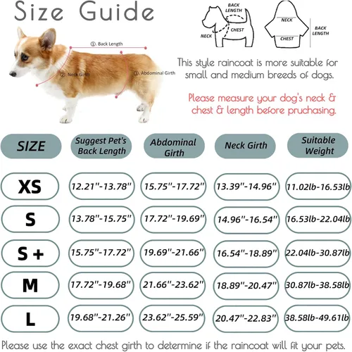 Vista 7 de Chaqueta de lluvia para perros con capucha para mascotas pequeñas, impermeable con tira reflectante, correa ajustable para la protección