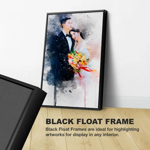 Vista 3 de Awesometik Lienzo de retrato de acuarela de foto, impresión de ilustración de boda, obra de arte personalizada, arte de acuarela, arte de pared