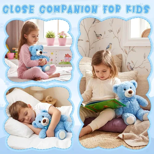 Vista 4 de Civaner Paquete de 4 osos de peluche de 14 pulgadas, lindos osos suaves, regalos a granel para mujeres, mejores amigas y novias (azul)