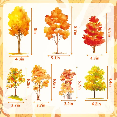 Vista 7 de KALEFO 38 calcomanías para ventana de otoño, Acción de Gracias, otoño, árbol, hojas de arce amarillas, calcomanías para ventana, calcomanías