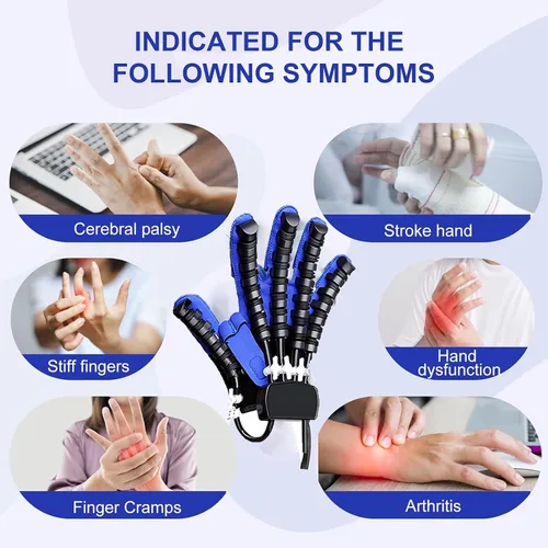 Vista 7 de Guantes robot de rehabilitación de manos, equipo de recuperación de accidentes cerebrovasculares, fuerza ajustable, mano derecha izquierda dedo dedo