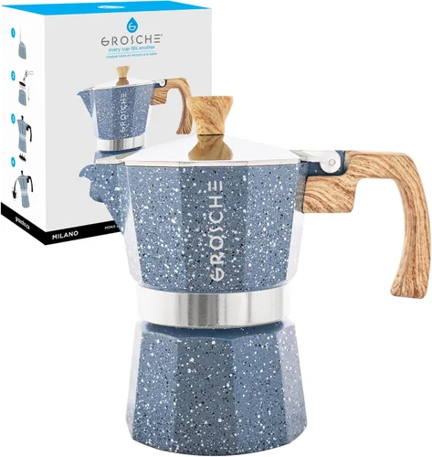 Vista 18 de GROSCHE Milano - Cafetera Moka para estufa, olla de expreso para 3 tazas de café, 5 oz, color negro - Cafetera cubana para estufa, cafetera Moka