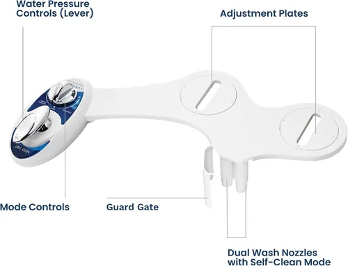 Vista 8 de Doble boquilla de limpieza Luxe Bidet Neo 180 (elite serie), complemento con fuertes válvulas llave y mangueras de metal., Neo 180