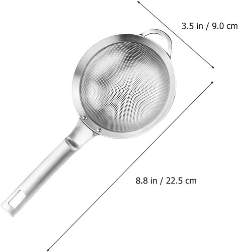 Vista 7 de Cabilock Coladores de malla fina para cocina, colador de grasa de acero inoxidable con asa para filtro de aceite, tamiz de grasa y tamiz de espuma