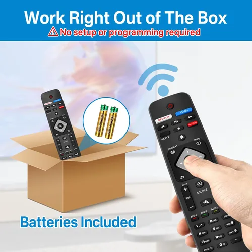 Vista 3 de NH500UP - Reemplazo de mando a distancia compatible con Philips TV Remote Reemplazo con cubierta azul brillante para NH500U NH500UW NH503UP