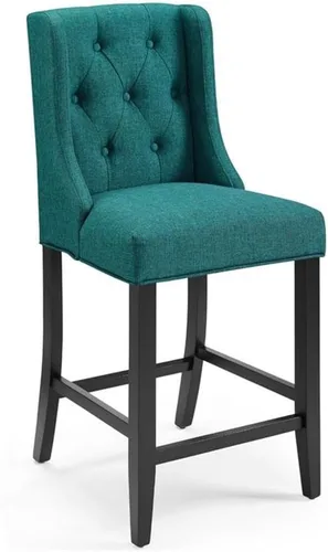 Vista 12 de Modway Baronet - Juego de 2 taburetes tapizados de tela con botones copetudos, color azul