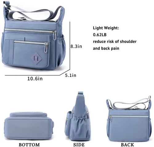 Vista 5 de Wxnow Bolso bandolera con múltiples bolsillos para mujer, bolso de viaje para trabajo