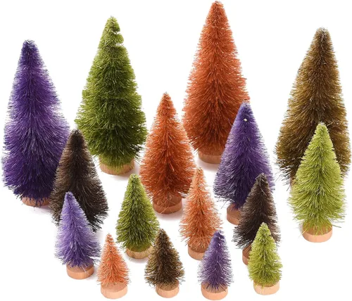 Vista 9 de 16 árboles de sisal artificiales para árbol de Navidad con base de madera, cepillo para botellas de Navidad, árboles de mesa de Navidad