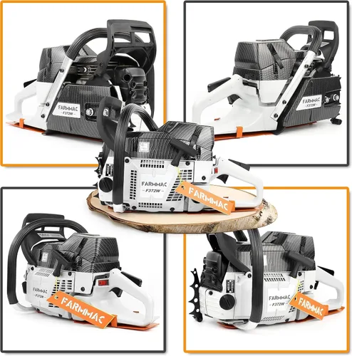 Vista 2 de Motosierra de gas de 372 W 71 cc con barra sólida de 24 pulgadas Motosierra de motosierra de gasolina de 2 ciclos 4.1 KW 5.5 HP para trabajos