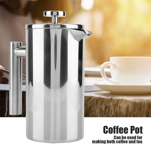 Vista 2 de ciciglow Cafetera de prensa francesa, acero inoxidable aislado 304 con filtro, prensa francesa de 27 onzas (27.1 fl oz) con doble pared para oficina